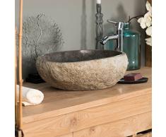 wanda collection Lavabo sobre encimera de Piedra Natural Piedra DE RÍO 40 CM