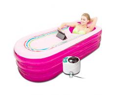 CTEGOOD Bathtub Gruesa bañera plástico Inflable Portátil Sauna de Vapor SPA 1.5L para Aliviar Dolores Musculares, Reducir El Estrés, Control Remoto Temperatura Pink