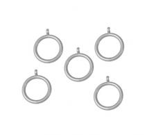 Anjing - Juego de 24 Aros de plástico para Barra de Cortina con fijación, Color Gris Plateado