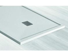 PLATO DE DUCHA SANTORINI CON MARCO DE 1 cm - COLOR BLANCO - EXTRAPLANO 3,5 cm. - Antideslizante - Incluye Sifón y Rejilla (70x120 cm)