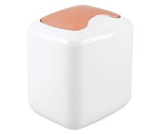 mDesign Papelera con tapa basculante para sobremesa – Cubo de basura de baño para desechos cosméticos – Práctico contenedor de residuos de plástico de 2,7 litros de capacidad – blanco/dorado rojizo