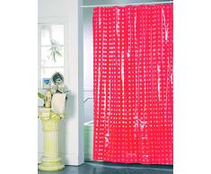 MSV 141043 - Cortina de Ducha (poliéster y plástico, 180 x 200 x 0,1 cm, 12 Anillas), Color Rojo