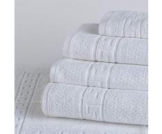 Energy Colors Textil - Hogar Juego DE Toallas Blancas 100% algodón 400 Gramos para Lavabo Y BAÑO, Compuesto por 2 Toallas de 50x100 cm y 2 DE 70x140 cm HOSTELERIA.