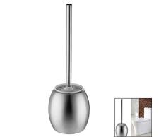 New_Soul Escobilleros WC Acero Inoxidable Escobilla de Baño Portaescobillas y Escobilla Plástico Inodoro Escobillero Escobilla y Soporte para Baño con Soporte Incluido Plástico Plateado