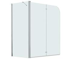 vidaXL Mampara Ducha 1 Hoja Plegable Pivotante Doble + 1 Hoja Fija Cristal Seguridad Vidrio Templado ESG Cabina Baño Transparente Cierre en L Bañera