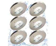 Trango Conjunto de 6 IP44 6000K luz de día LED blanca empotrada en cromo TG6729IP-068M6KSD incl. 6x módulo LED ultraplano regulable para baño, ducha, luz empotrada, luz de techo, focos, lámpara