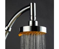 Tutoy 4 Pulgadas 5 Chorro De Lluvia Ronda De La Ducha De La Cabeza 270 Grado De Presión De Ahorro De Agua Rotativo Rociador Superior-Naranja