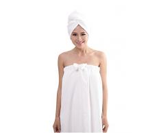 ZiXing Ducha de microfibra cabello seco toalla de baño de rápida Cap Natación Pareo Chal albornoz ajustable Spa Cover Up blanco OneSize