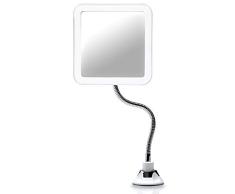 Fancii Espejo Maquillaje Flexible con Aumento de 10x, Luz LED Natural, Poderoso Ventosa, Rotación 360° - Espejo Iluminado de Baño para Cosmético, Afeitar y Viaje (Mira Plus)