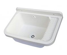 Adventa - Lavabo de Pared de Resina para Exterior, 50 x 35 x 24 cm, Color Blanco