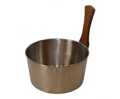 Cubo para sauna (/Cubo de sauna – Acero pulido, 4 L, con dunkelem Mango de madera