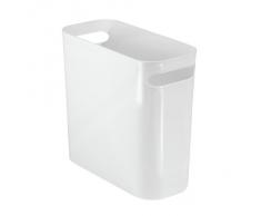 InterDesign Una Papelera de reciclaje con asas, cubo de basura de plástico, papelera de oficina, cocina o baño, blanco