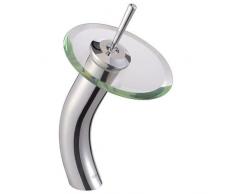 Inchant Cascada Contemporáneo Contemporáneo Caño de Cristal Lavabo Fregadero Mezclador Grifo Cromo Pulido Comercial Baño Alto Fregadero de la Vasija Grifo de Debajo del mostrador