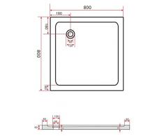 Glasdeals - Plato de ducha (80 x 80, cuadrado, extrafino, 50 mm), color blanco