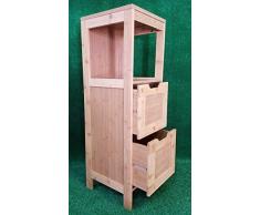 TENDANCE – Mahe bambú Puerta Armario y 2 cajones DM Plus 1 Estante, Madera, Blanco/Roble