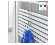 Metaltex Radius - Gancho toallero para radiador de baÃ±o (Revestimiento de polytherm), Color Plateado