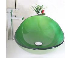 HomeLava Lavabo sobre encimera Lavabo de Cristal Ovalado con Grifo,Verde
