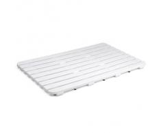 TATAY 5530101 - Tarima antideslizante para ducha y baño, Rectangular, Plástico polipropileno con grabado efecto madera, Blanco, 80 x 50 cm