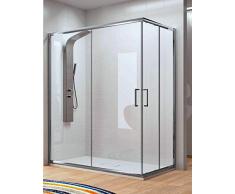 Mampara de Ducha Angular - 2 Hoja Fija y 2 Puerta Corredera - Cristal de Seguridad de 6 mm - Modelo Bella Q4 (90 X 100)