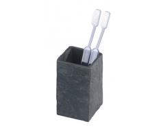 Wenko Slate Rock Vaso para Cepillos de Dientes, Poliresina, Antracita, 6.4x6.4x10.5 cm