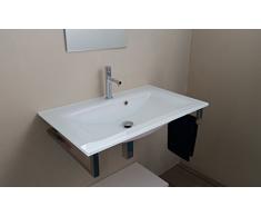 Mueble de baño cristal lavabo 80 cm con Soporte de acero inoxidable