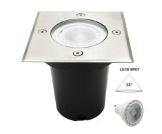 Foco pisable 5 W LED empotrable cuadrado GU10 marcapasos luz spot IP65 Bianco caldo