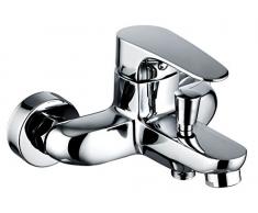 HABANA XTREME - Grifo de baño ducha monomando mural, 2 salidas de agua, incluye teléfono, flexo y soporte a pared