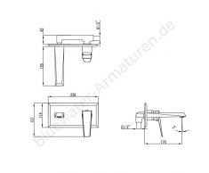 Tipo de platino Rok pared grifo de cromo Rok BPU.110 C, lavabo grifos, Diseñador, pared batería, grifos monomando, cuarto de baño, baño, grifo, grifo