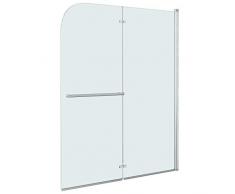 vidaXL Mampara Ducha 1 Hoja Plegable Pivotante + 1 Hoja Fija Vidrio Seguridad Cristal Templado ESG Cabina Baño Transparente Cierre Lateral Bañera