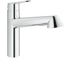 Grohe Eurodisc Cosmopolitan - grifo de fregadero, caño bajo, teleducha extraíble (1/2")