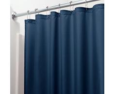 InterDesign Poly SC/Liner Cortina de baño de tela, Cortina impermeable con dobladillo reforzado, Cortina de ducha lavable a máquina, 183,0 cm x 183,0 cm, Poliéster azul marino