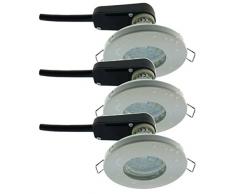 Trango Conjunto de 3 IP44 Foco empotrable LED empotrado I iluminación empotrada TG6729IP-036-6W focos de techo en blanco para baño sauna con 3x iluminador LED 3000K acero inoxidable blanco cálido.