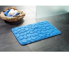 Alfombrilla de baño // Alfombrilla de baño con diseño "London" de piedra - con aspecto de madera de!, azul claro, 50 x 80 cm