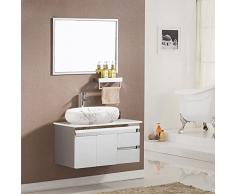 HomeLava Lavabo de Cerámica sobre encimera de baño con Válvula desagüe,Blanco