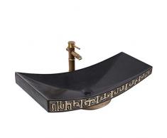 Lavabos Lavamanos Lavabo Antiguo Sobre Encimera En Salón De Té Casa De Familia Herramientas De Lavabo De Baño De Arte Lavabo Courtyard Creative Crown ( Color : Black , Size : 80*40*21cm )