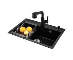 WINZSC Tanque de Agua de Cuarzo Alemán Solo Tanque Lavabo de Mano lavamanos Integrado Engrosado Paquete de Lavabo de Granito wx4191745 (Color : Set Meal C)