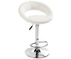 Amstyle Design Kreta - Taburete Acolchado de Piel sintética con Respaldo (Altura Regulable), Color Blanco