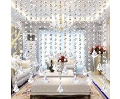 5pcs 1M Guirnalda con Colgantes de Cristal Clear octogonal Garland decoración de boda Cortina Decorativa Nupcial y de Fiesta (Colgante de diamantes)