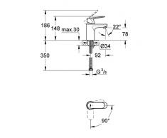 Grohe - Mezclador lavabo Eurosmart Cosmopolitan 2337600e (importado de Alemania)
