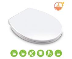 Tapa de WC, HIMIMI Asiento para Inodoro, Asiento de Inodoro en Forma de O, Cierre Suave Lento, Bisagras Ajustables, Desmontaje rápido, Fácil de Limpiar(446 x 371 x 57 mm)