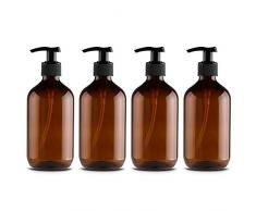 Neborn 4Pcs 500ml Botellas de dispensador de jabón Botellas de Bomba rellenables para dispensar lociones Champús (A)