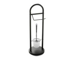 Versa 20410275 Portarollos y Escobillero Baño, Metal, Negro, 63 x 20 x 20 cm