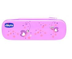 Chicco - Set dental cepillo de dientes + pasta fresa con flúor 12+ m + neceser semi rígido color rosa