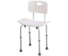 HOMCOM Silla de Ducha Taburete Asiento de Ducha y Baño Aluminio Taburete Antideslizante Baño Banqueta Regulable Ajustable WC Asiento