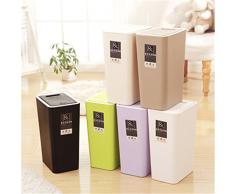 DaoRier Papelera con Tapa Cubo Basura Reciclaje Vertical para Cocina Baño Oficina Size 20 * 13.5 * 34CM (Beige)