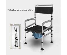 Silla WC para Adultos - Plegable Silla Sanitaria - Altura Ajustable, Inodoro Portátil para Ancianos/Discapacitados