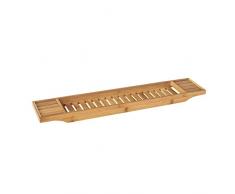 SoBuy FRG212-N,ES Bandeja de Bambú para Bañera,Estante de Baño,L80cm,con Soporte para Libro, iPad y Móvil