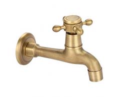 Zerodis Grifo Vintage, Grifo de Lavabo latón en Pared, Grifo manija Cruzada Acabado Cepillado para Jardín Exterior(Long)