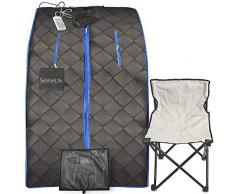 Sauna de Infrarrojos Portátil SereneLife | Spa a Domicilio para una Persona | Ideal para la Desintoxicación y la Pérdida de Peso (Color: Negro)