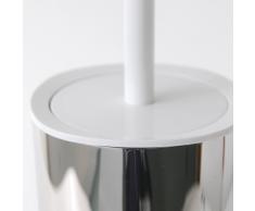 Alessi Birillo - Escobillero (Acero Pulido), Color Plateado y Blanco